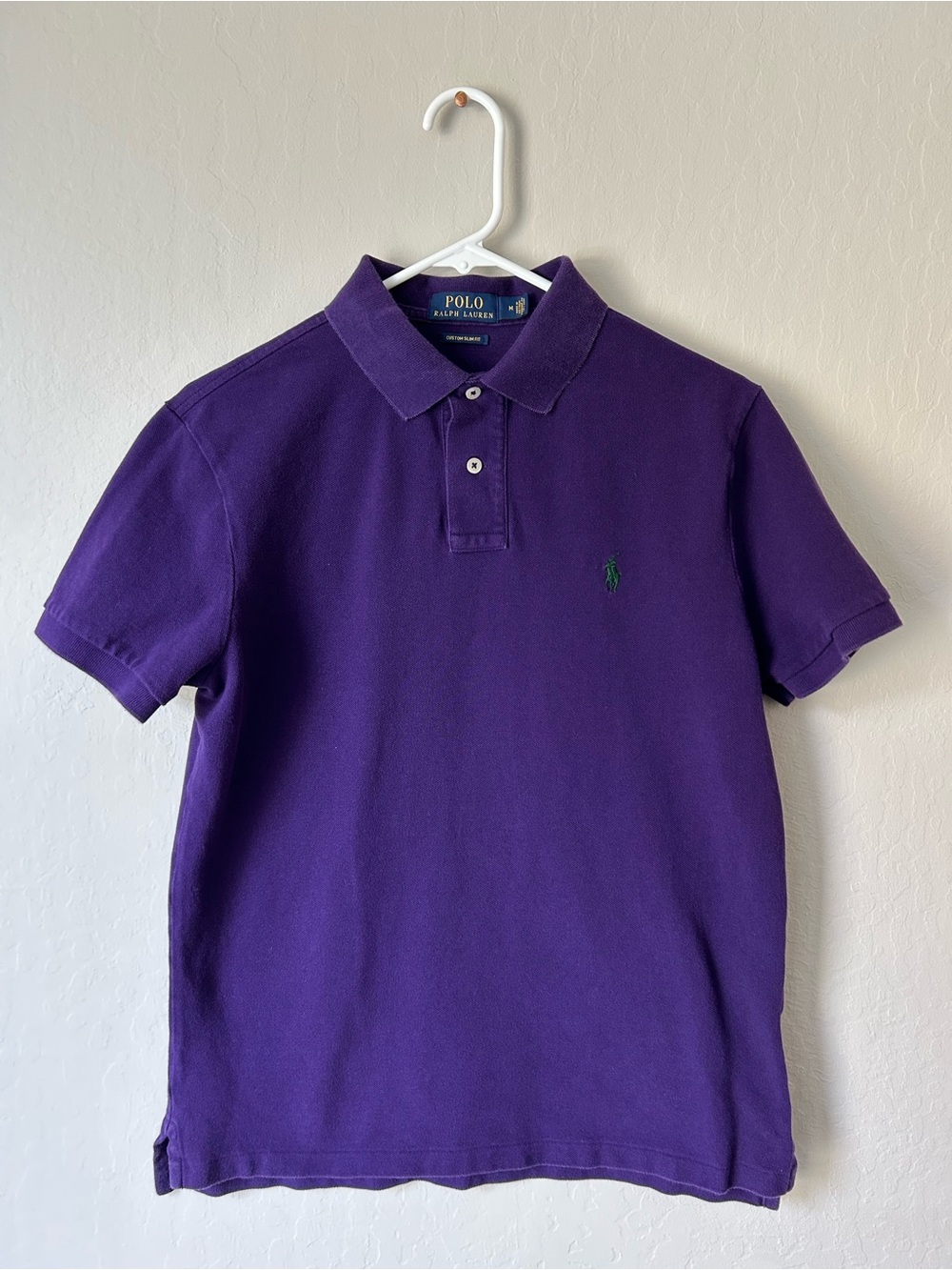 Ralph Lauren Men's Polo Shirt in Purple Custom Slim Fit Medium